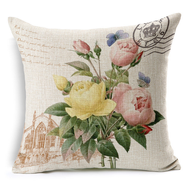 Kwiatowe poduszki w stylu retro o kolorowych motywach - idealne dekoracje do wnętrz - Wianko - 8