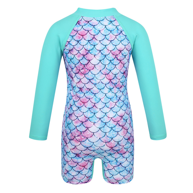 Długorękawowy jednoczęściowy strój kąpielowy dla niemowlęcia dziewczynki ze wzorem skali ryb syrenki - Wianko - 3