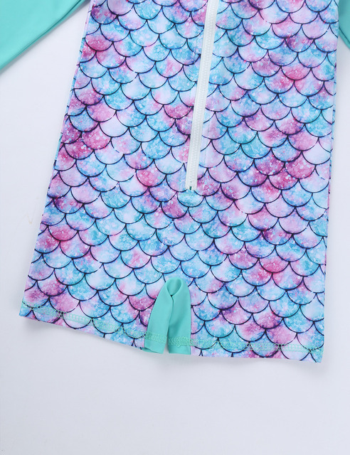 Długorękawowy jednoczęściowy strój kąpielowy dla niemowlęcia dziewczynki ze wzorem skali ryb syrenki - Wianko - 8