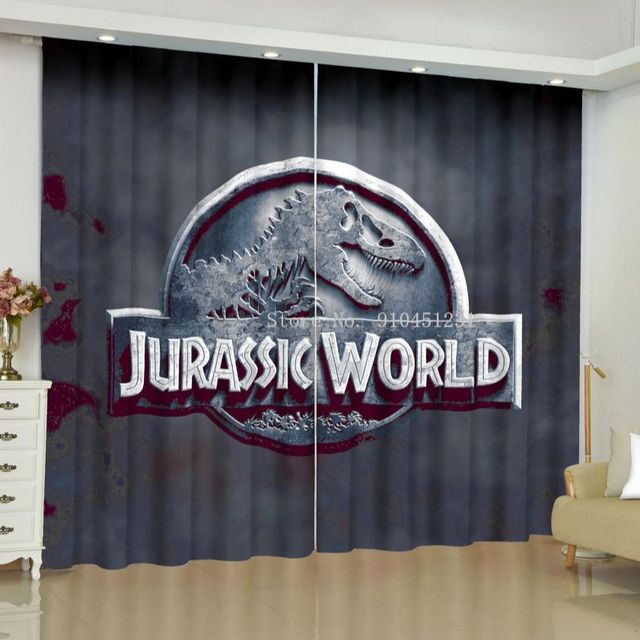 Zasłona 3D Park jurajski zaginiony świat dinozaur, rozmiar niestandardowy, cienka, do salonu, sypialni, kuchni i pokoju dziecięcego - Wianko - 8