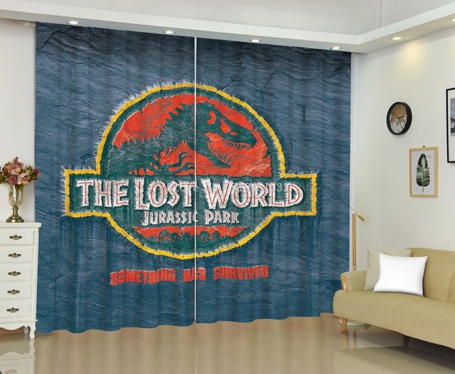Zasłona 3D Park jurajski zaginiony świat dinozaur, rozmiar niestandardowy, cienka, do salonu, sypialni, kuchni i pokoju dziecięcego - Wianko - 10