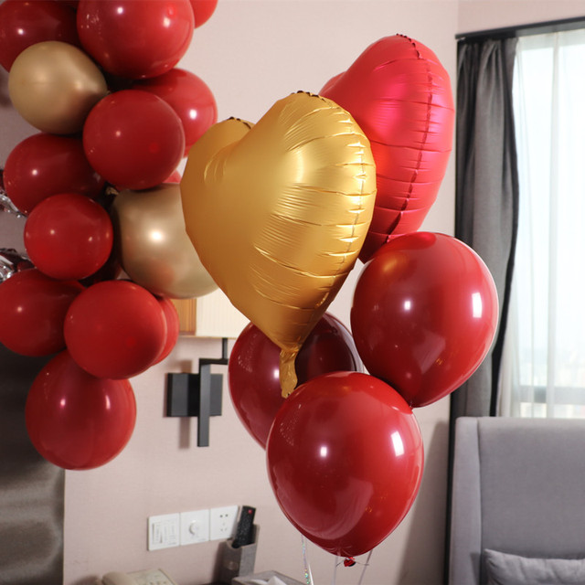 18 cal metaliczne czerwone serce z Ruby agat, dekoracja sali weselnej, walentynkowy balon - Wianko - 4