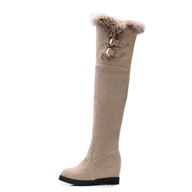DaitifeWinter - Śniegowce damskie grube i aksamitne, wysokie buty na kolana, długa płaska podeszwa - Wianko - 5