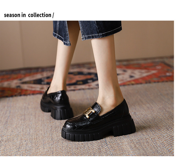 Mokasyny damskie Slip on 2021 brytyjskiego stylu, wysokiej jakości skórzane buty z mikrofibry, antypoślizgowe i wygodne, Lolita damskie platformy - Wianko - 12