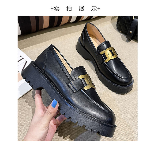 Mokasyny damskie Slip on 2021 brytyjskiego stylu, wysokiej jakości skórzane buty z mikrofibry, antypoślizgowe i wygodne, Lolita damskie platformy - Wianko - 17