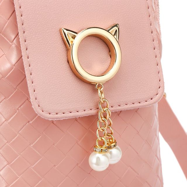 Nowa torba na ramię Mini Cross-body na telefon komórkowy z tkanym wzorem Pearl Tassel - stylowa i elegancka torba przekątna dla kobiet i dziewczyn w 2021 - Wianko - 7