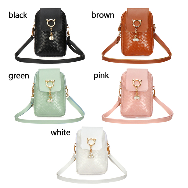 Nowa torba na ramię Mini Cross-body na telefon komórkowy z tkanym wzorem Pearl Tassel - stylowa i elegancka torba przekątna dla kobiet i dziewczyn w 2021 - Wianko - 2