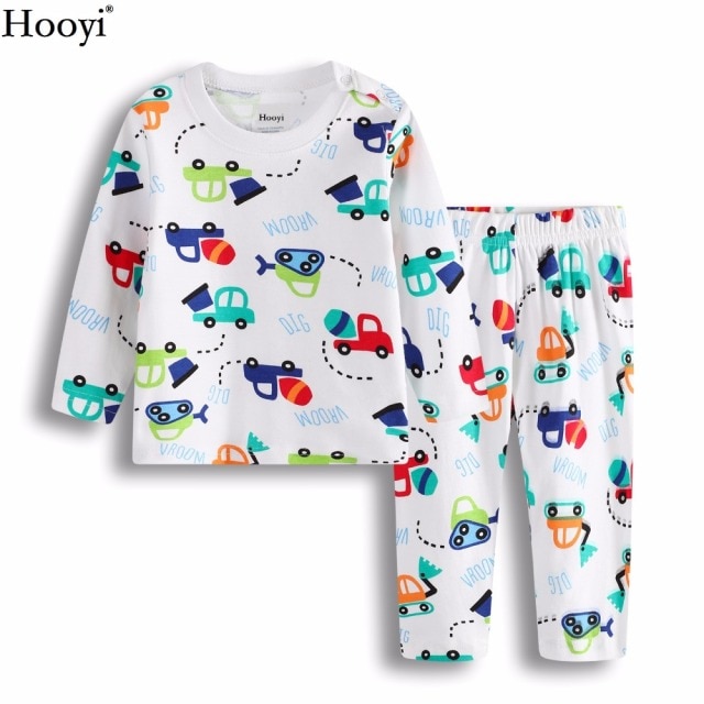Zestaw piżam dla dzieci Hooyi - pojazdy do koparki, nocna bielizna, 100% bawełna, noworodek/piżama długa T-Shirt i spodnie miękkie - Wianko - 4