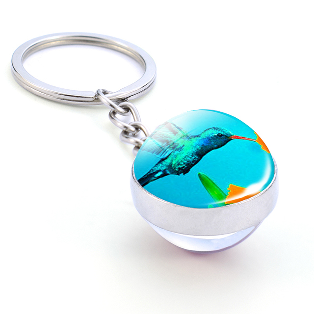 Brelok-piłeczka wisiorek ptak Hummingbird szklany - biżuteria do samochodu - Wianko - 3