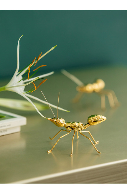 Figurka handmade złota mrówka - lekka i luksusowa ozdoba do domu i salonu - Wianko - 9