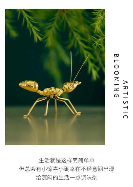 Figurka handmade złota mrówka - lekka i luksusowa ozdoba do domu i salonu - Wianko - 12