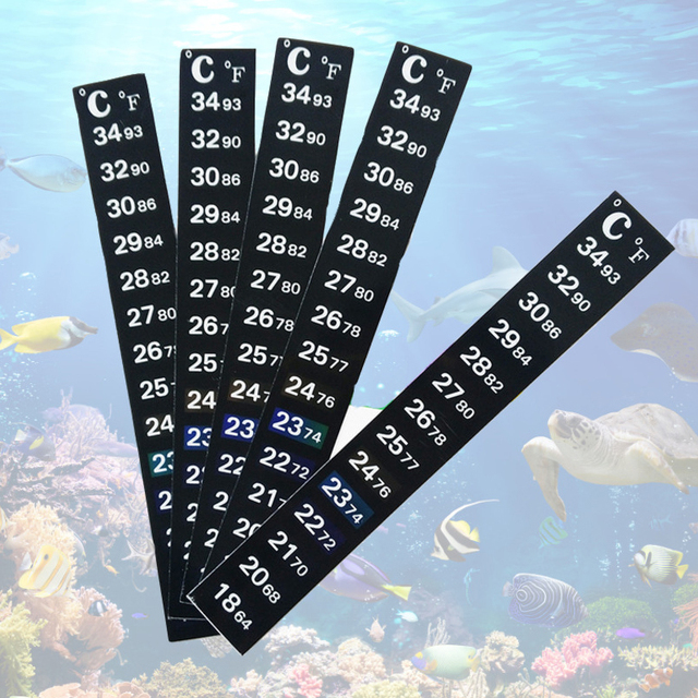 Naklejka termometr do akwarium - wskazuje temperaturę, przyklejana do ściany zbiornika, skala podwójna - Wianko - 4