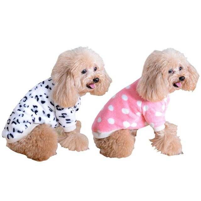 Szczeniak zwierze domowe ubrania dla kota ciepłe ubrania dla psów bluzy z polaru kurtka płaszcz zimowy Dot paski miękka bluza dla małych psów Chihuahua - Wianko - 2