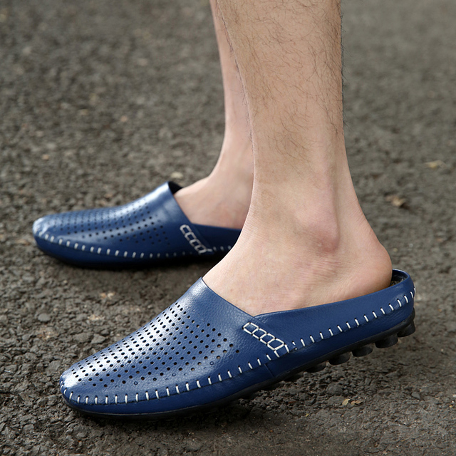 Luksusowe granatowe męskie skórzane buty na co dzień od marki Studded Penny - Wianko - 7