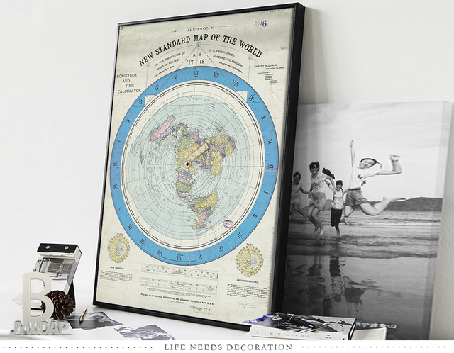 Płaska mapa ziemi z 1892 roku - plakaty i druki na płótnie, idealne dekoracje ścienne do salonu, sztuka abstrakcyjna do ozdoby domu - Wianko - 7