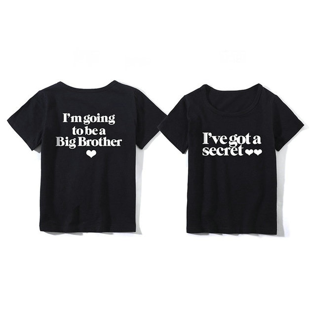 Koszulka bawełniana z krótkim rękawem dla dziewczynki - Starszy brat i siostra motyw dzieci z tajnym urodzinowym przekazem - Wianko - 13