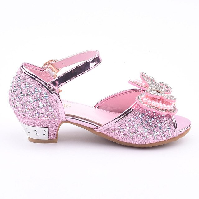 Sandały dla dziewczynki Maluch - mieniące się perły, motylkowy węzeł, kryształowe zdobienia, pojedynczy model, sandały księżniczki do tańca - Wianko - 18
