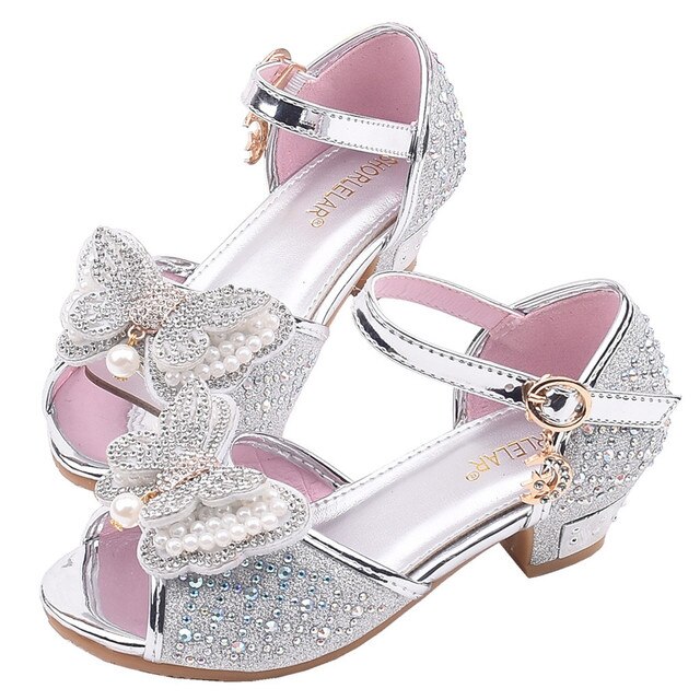 Sandały dla dziewczynki Maluch - mieniące się perły, motylkowy węzeł, kryształowe zdobienia, pojedynczy model, sandały księżniczki do tańca - Wianko - 39
