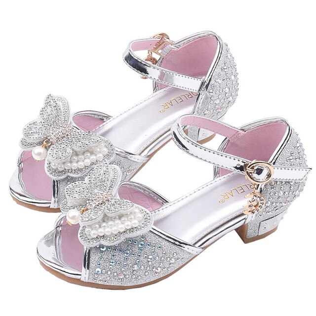 Sandały dla dziewczynki Maluch - mieniące się perły, motylkowy węzeł, kryształowe zdobienia, pojedynczy model, sandały księżniczki do tańca - Wianko - 34