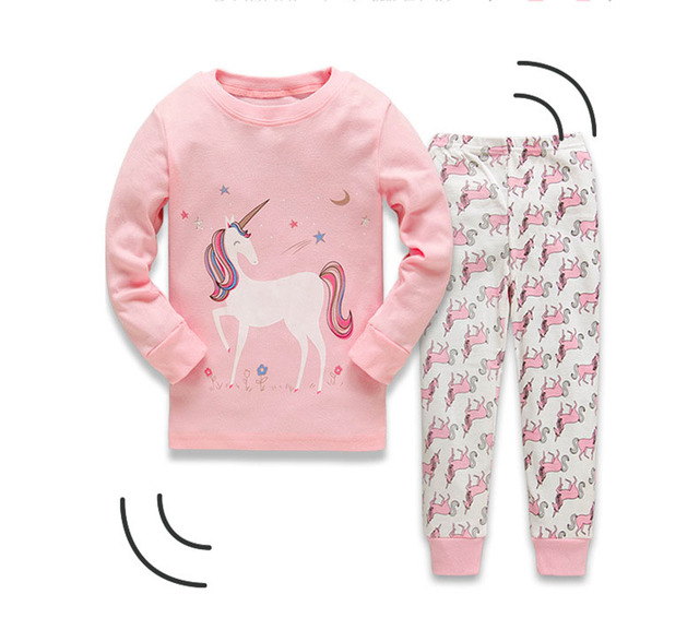Zestaw dziecięcy Disney z długim rękawem, bawełniana piżama z motywem jednorożca i syrenki dla malucha, dziewczyny, na jesień i zimę - Wianko - 15