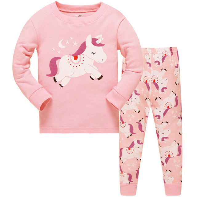 Zestaw dziecięcy Disney z długim rękawem, bawełniana piżama z motywem jednorożca i syrenki dla malucha, dziewczyny, na jesień i zimę - Wianko - 9