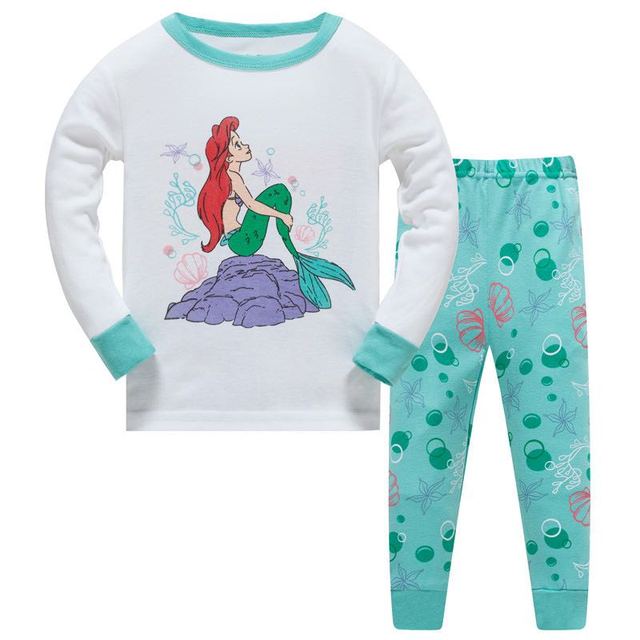 Zestaw dziecięcy Disney z długim rękawem, bawełniana piżama z motywem jednorożca i syrenki dla malucha, dziewczyny, na jesień i zimę - Wianko - 10