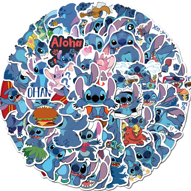 50 sztuk naklejek Disney Cartoon Stitch na laptop, skateboard, bagaż, gitarę - wodoodporne, śmieszne, DIY, graffiti dla dzieci - Wianko - 2