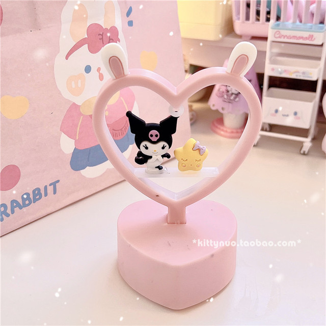 Lampka Cartoon Anime Cinnamoroll Kuromi moja melodia w kształcie serca - światło nocne Kawaii do czytania i nauki na biurko sypialniane - lampa stołowa - Wianko - 9