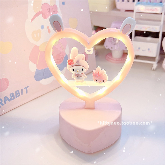 Lampka Cartoon Anime Cinnamoroll Kuromi moja melodia w kształcie serca - światło nocne Kawaii do czytania i nauki na biurko sypialniane - lampa stołowa - Wianko - 8