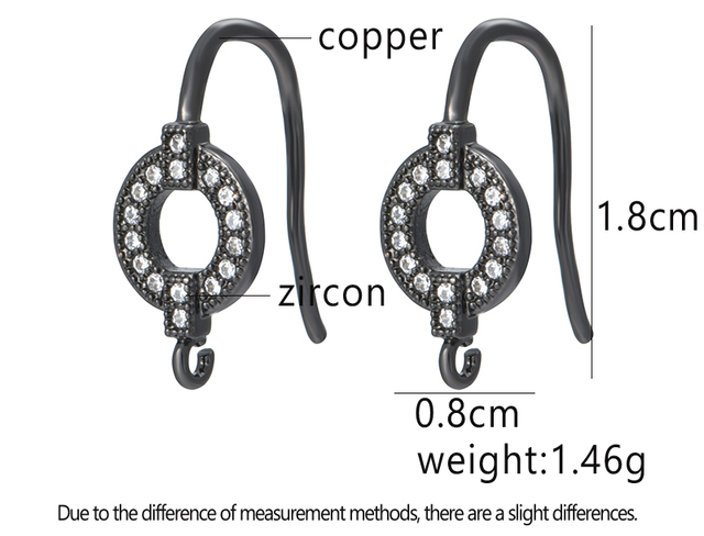Para okrągłych kolczyków z mosiądzu z hakiem i wysokiej jakości cyrkonem do tworzenia biżuterii ręcznie wykonanej DIY - Wianko - 3
