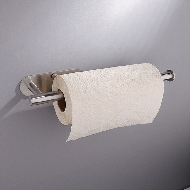 Duży samoprzylepny uchwyt ścienny na papier toaletowy z stali nierdzewnej - 30cm - Wianko - 17