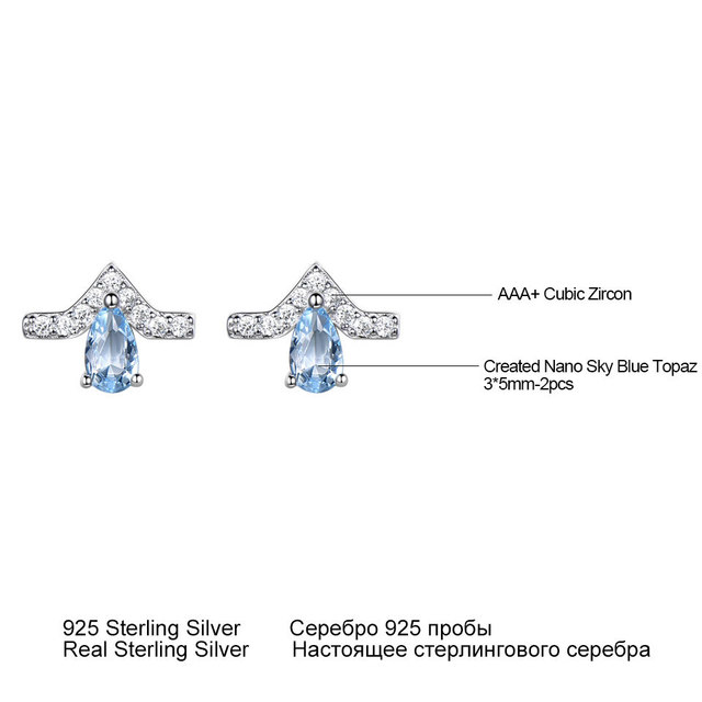 Kolczyki SACE GEMS – nowoczesny design, niebieskie klejnoty, 925 srebro, cyrkon, małe rozmiary - Wianko - 5