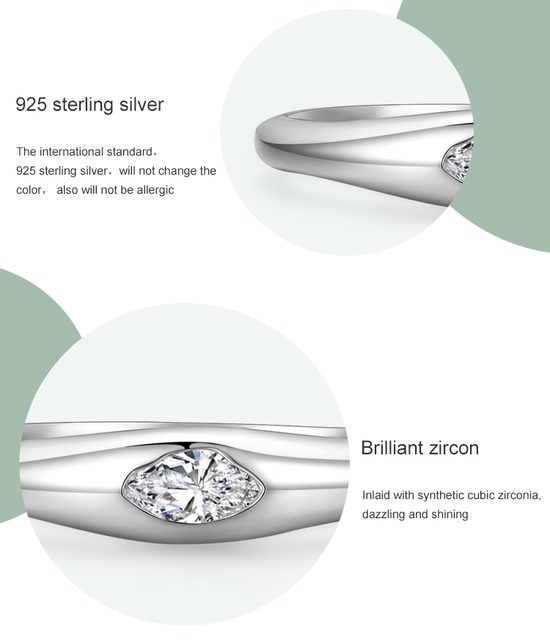 Pierścionek z błyszczącą cyrkonią, srebro próby 925 - minimalistyczny i przezroczysty - dla kobiet, styl 2021 - Wianko - 5