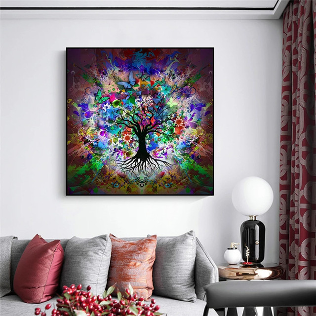 Obraz abstrakcyjny Kolorowy motyl i drzewo na płótnie - idealne dekoracje do salonu! - Wianko - 7