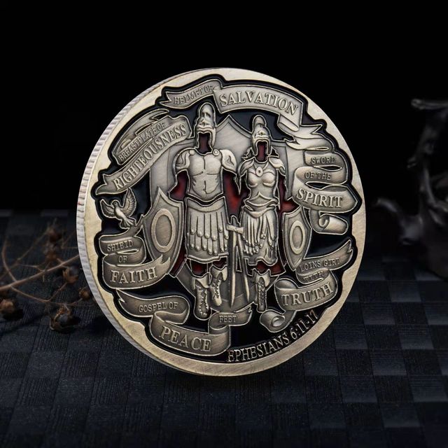 Pamiątkowa moneta rycerza z 2021 roku - cała zbroja boga: kask, tarcza, wolność, honor, wyzwanie - Wianko - 4
