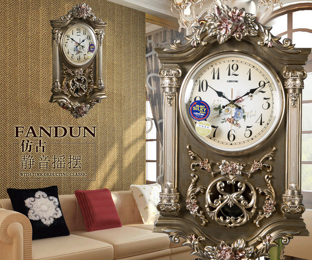 Rustykalny zegar ścienny drewniany, retro, luksusowy design, kwarcowy, duży, cichy, europejski styl, home decor - Wianko - 2