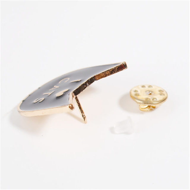Broszka kot Halloween Tie Tac złota czarna emalia biżuteria kobieca 18x18mm 1 szt - Wianko - 2