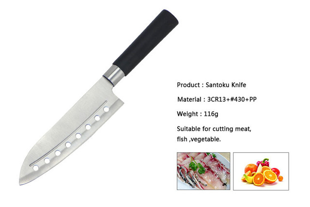Nóż Santoku do kuchni 7-calowy - styl japoński, stworzony do krojenia mięsa i ryb - Wianko - 2