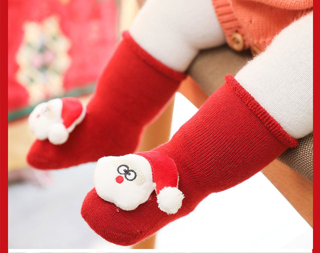 Długie skarpetki dziecięce zimowe antypoślizgowe bawełniane, grube kolanówki termiczne - Wianko - 10