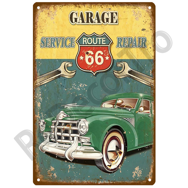 Retro dekoracyjny dom metalowy znak Route 66 - Płyta plakatowa w stylu vintage, idealna na ścianę - Wianko - 14