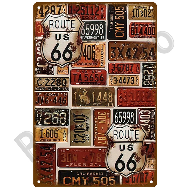 Retro dekoracyjny dom metalowy znak Route 66 - Płyta plakatowa w stylu vintage, idealna na ścianę - Wianko - 15