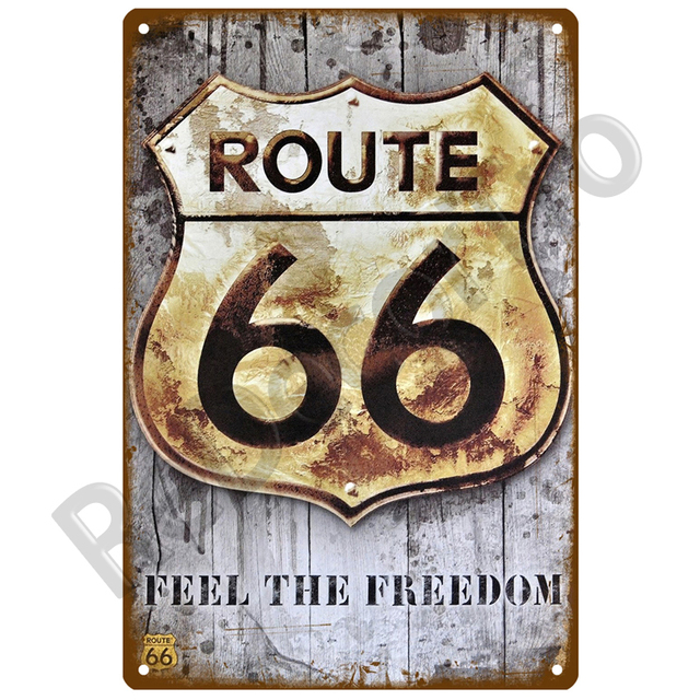 Retro dekoracyjny dom metalowy znak Route 66 - Płyta plakatowa w stylu vintage, idealna na ścianę - Wianko - 4