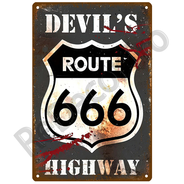 Retro dekoracyjny dom metalowy znak Route 66 - Płyta plakatowa w stylu vintage, idealna na ścianę - Wianko - 8