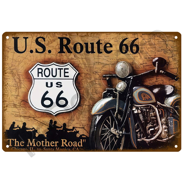 Retro dekoracyjny dom metalowy znak Route 66 - Płyta plakatowa w stylu vintage, idealna na ścianę - Wianko - 24