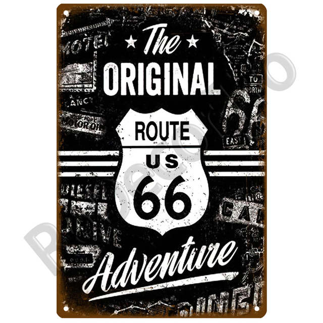 Retro dekoracyjny dom metalowy znak Route 66 - Płyta plakatowa w stylu vintage, idealna na ścianę - Wianko - 12