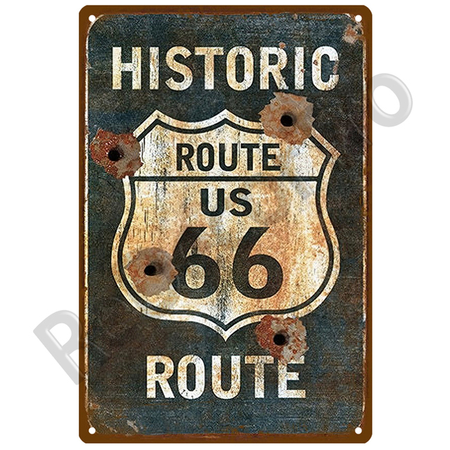 Retro dekoracyjny dom metalowy znak Route 66 - Płyta plakatowa w stylu vintage, idealna na ścianę - Wianko - 11