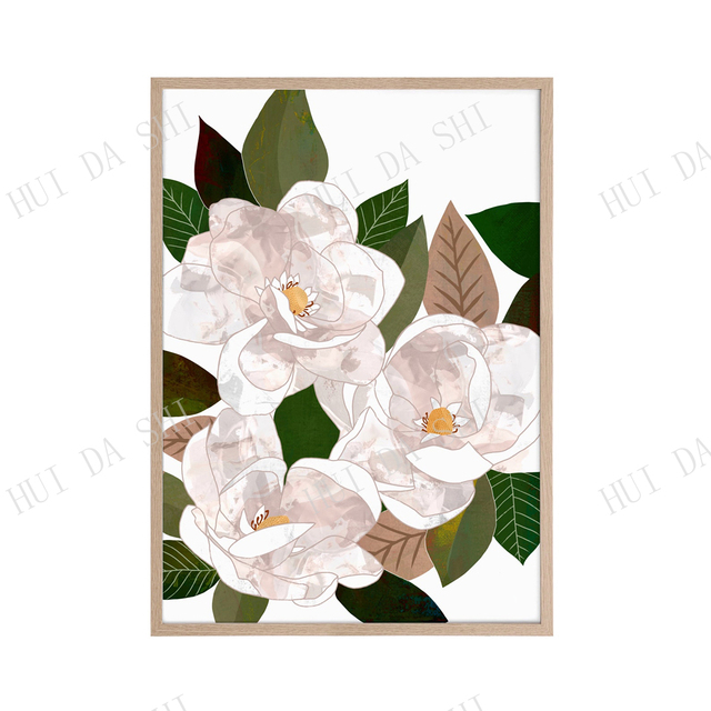 Magnolia print II - Malarstwo kwiatowe, abstrakcyjna sztuka, drukowany obraz - Wianko - 4