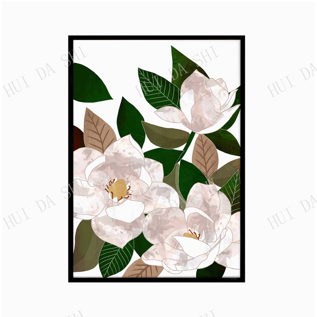 Magnolia print II - Malarstwo kwiatowe, abstrakcyjna sztuka, drukowany obraz - Wianko - 3