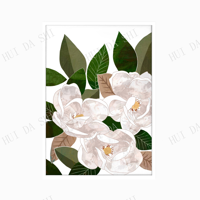 Magnolia print II - Malarstwo kwiatowe, abstrakcyjna sztuka, drukowany obraz - Wianko - 5