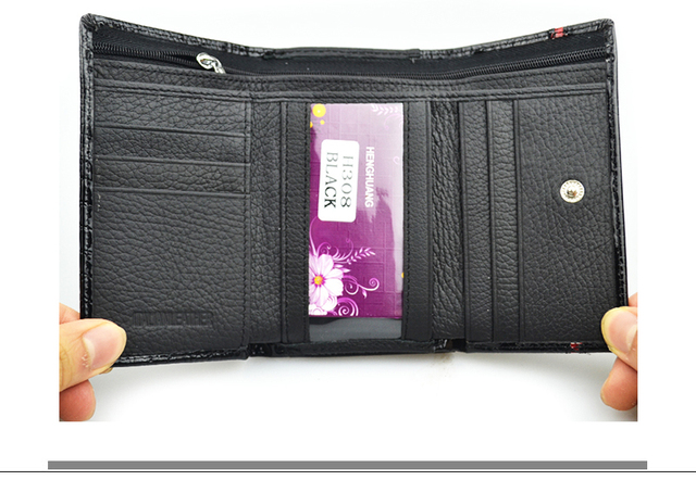 Portfel i portmonetka damskie z naturalnej skóry - mała, krótka kopertówka z miejscem na monety i luksusowa torebka - Wianko - 28
